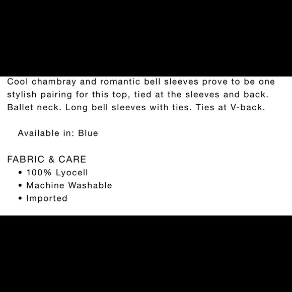 🎀NEW🎀LOFT Chambray Bell Sleeve Top - Picture 4 of 8